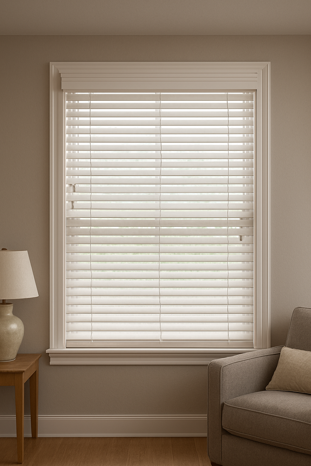Window with 2-inch blind